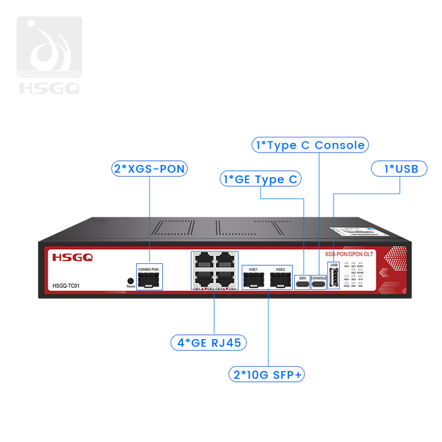 1*Puerto XGSPON OLT Fibra con 2*10G SFP+