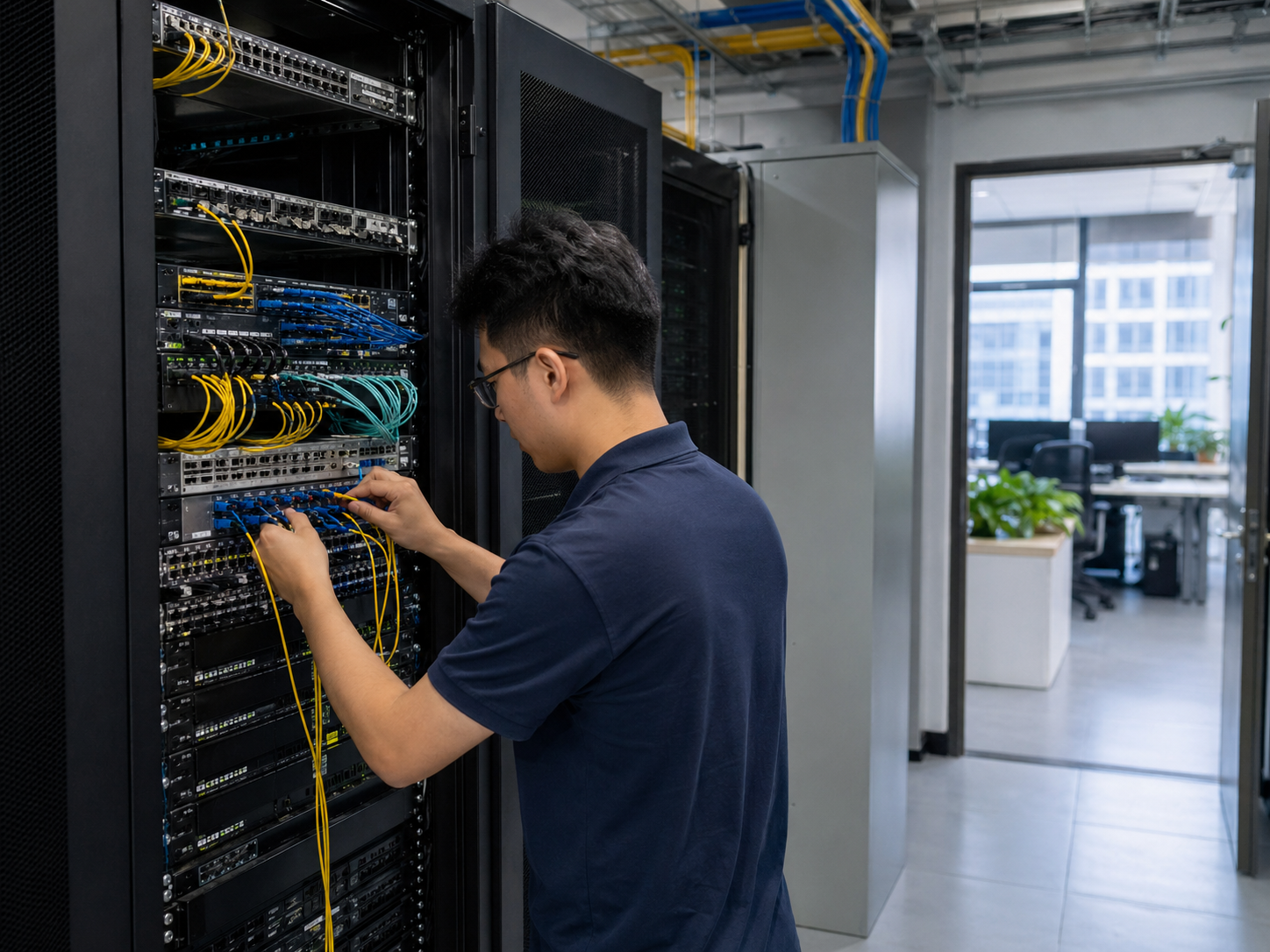 Conexión de red de fibra empresarial